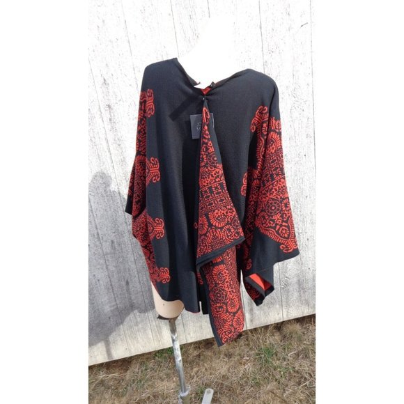 John Mark Rust Black Pullover Poncho W Extra Scarf Platinum 2X 3X NWT $129 - Picture 10 of 13